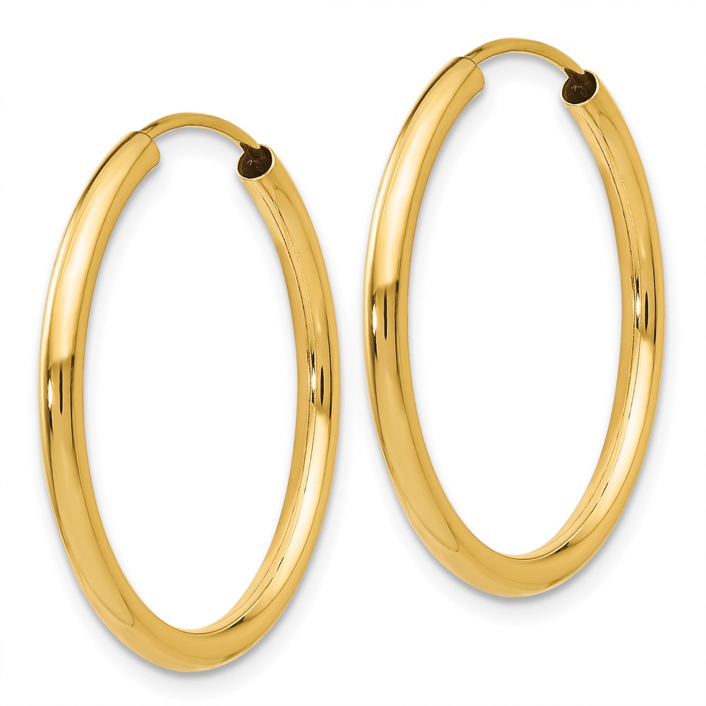 14k Polished Round Endless 2mm Hoop Earrings (H980)
