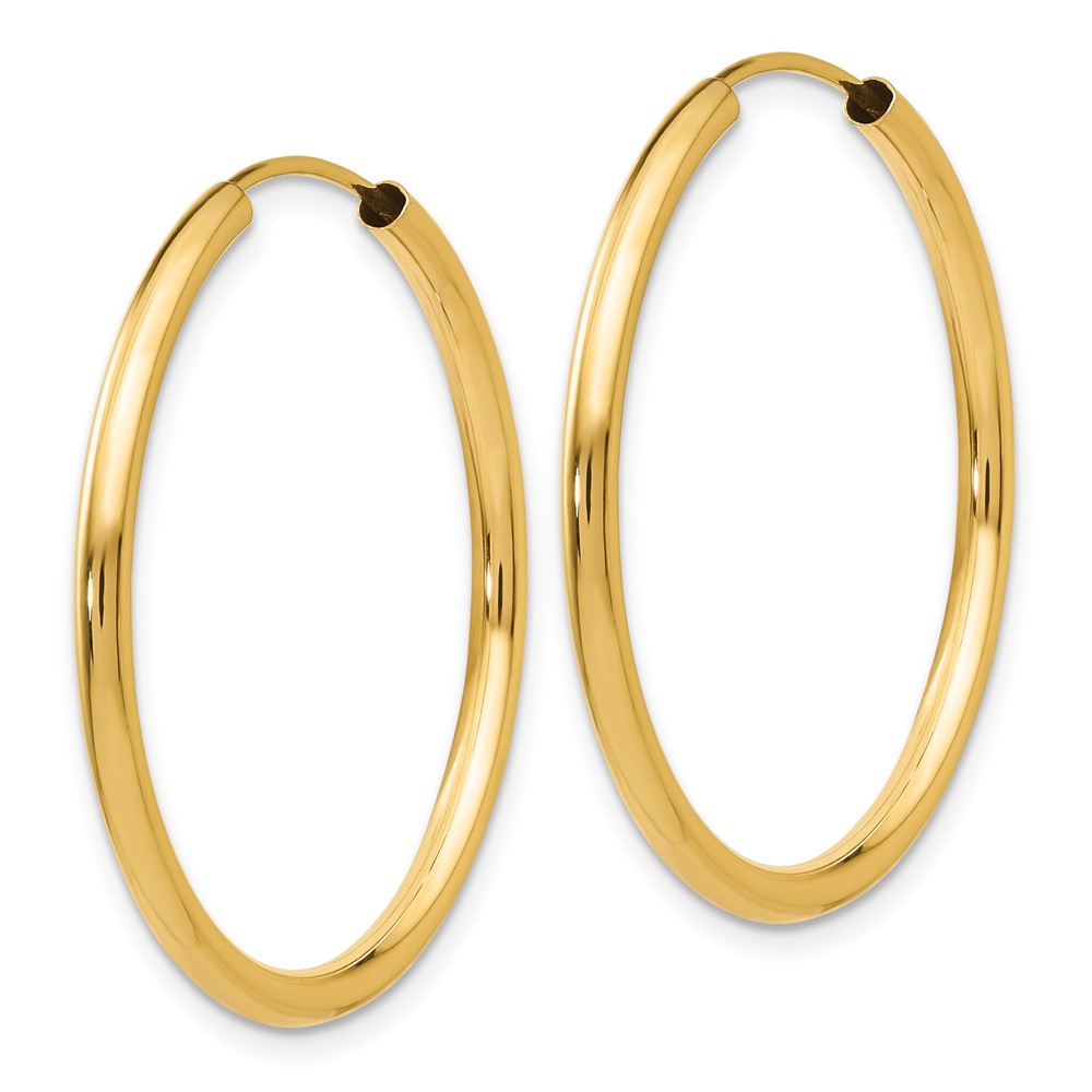 14k Polished Round Endless 2mm Hoop Earrings (H981)