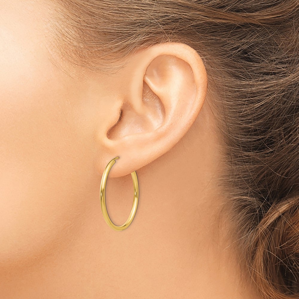 14k Polished Round Endless 2mm Hoop Earrings (H981)