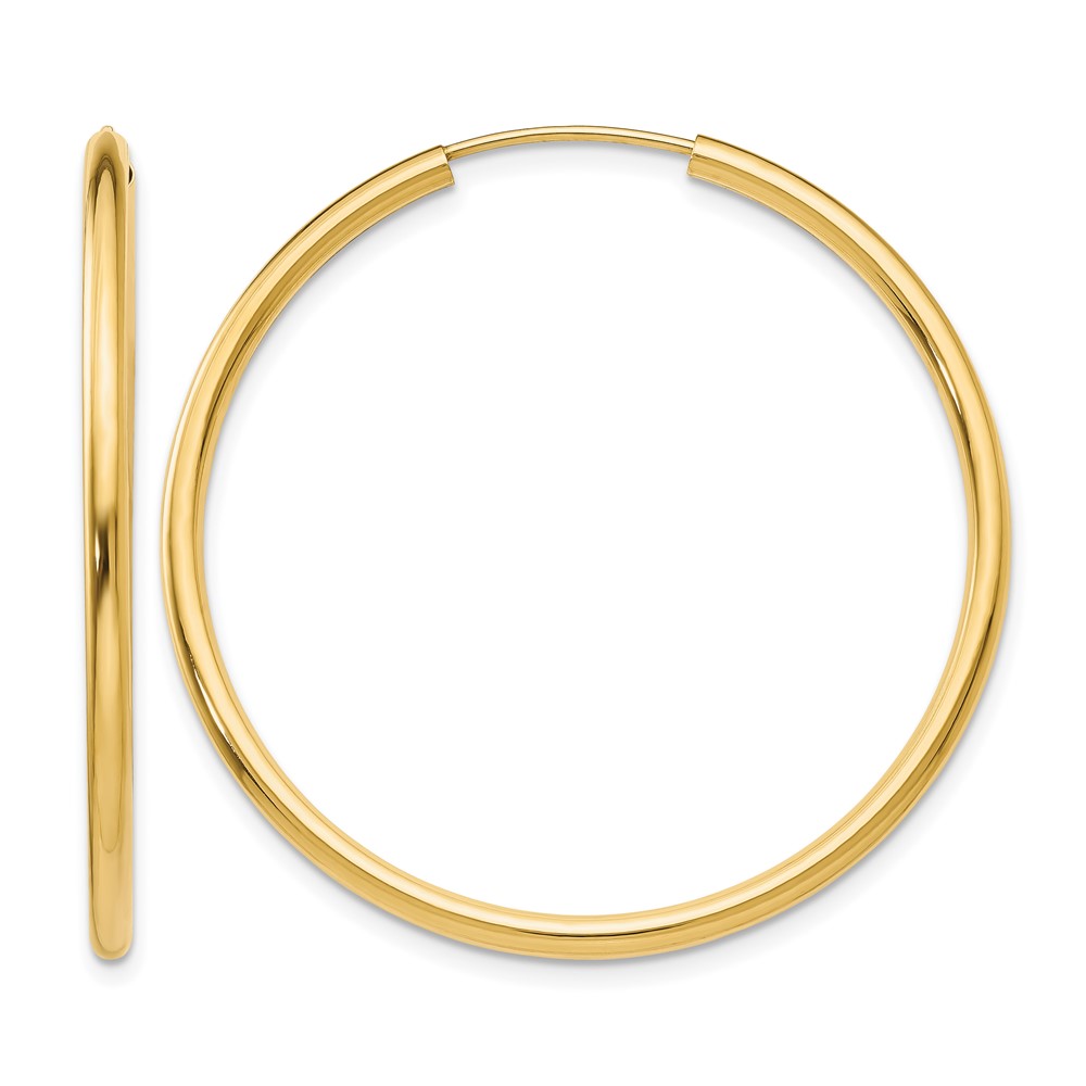 14k Polished Round Endless 2mm Hoop Earrings (H983)