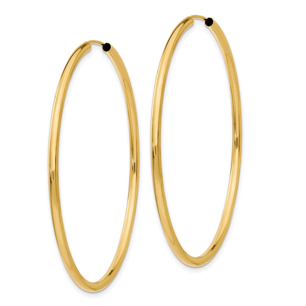 14k Polished Round Endless 2mm Hoop Earrings (H985)