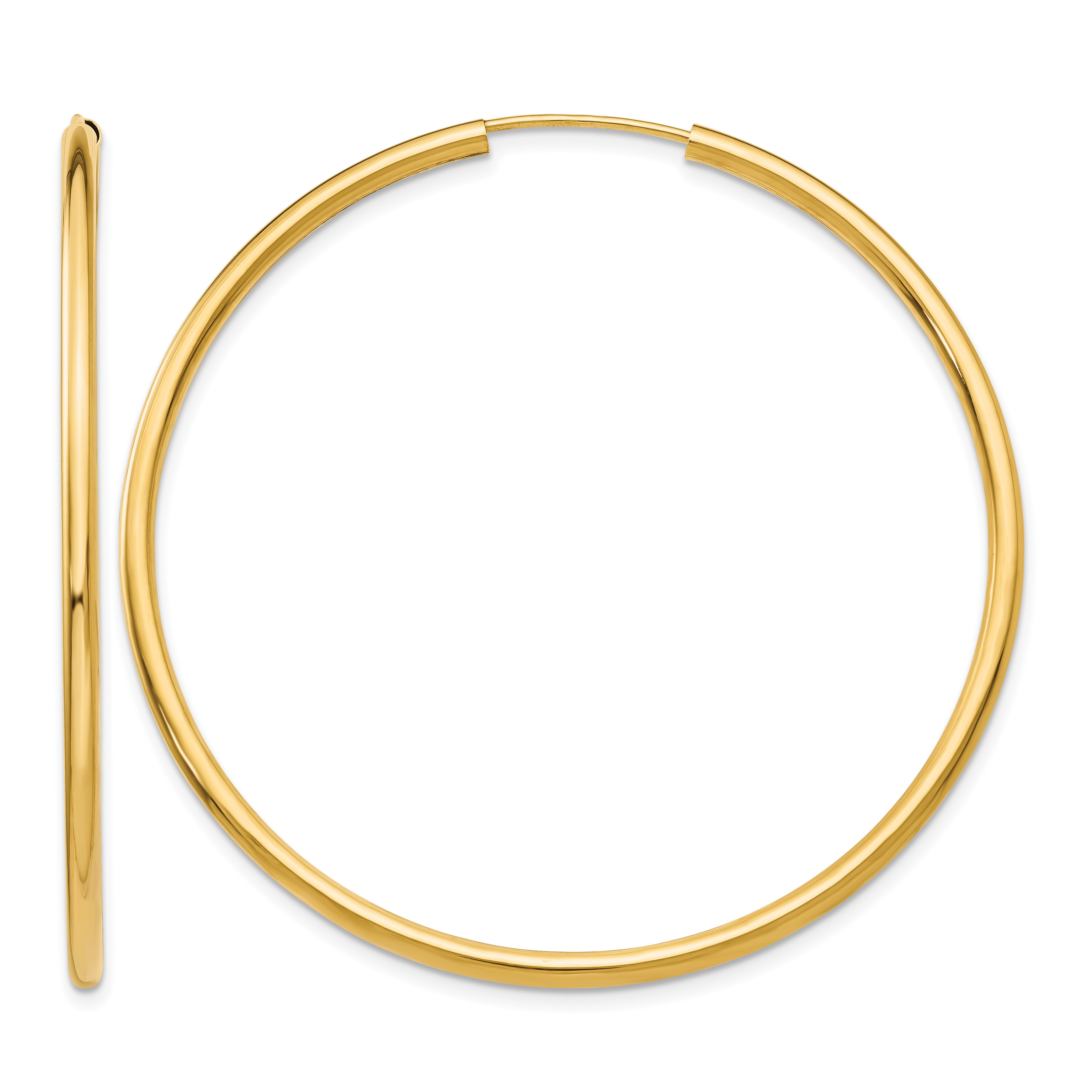 14k Polished Round Endless 2mm Hoop Earrings (H985)