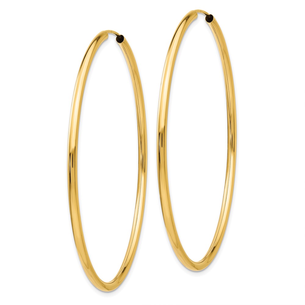 14k Polished Round Endless 2mm Hoop Earrings (H986)