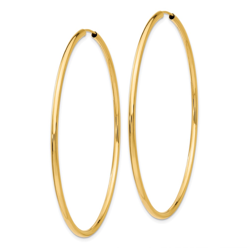 14k Polished Round Endless 2mm Hoop Earrings (H987)