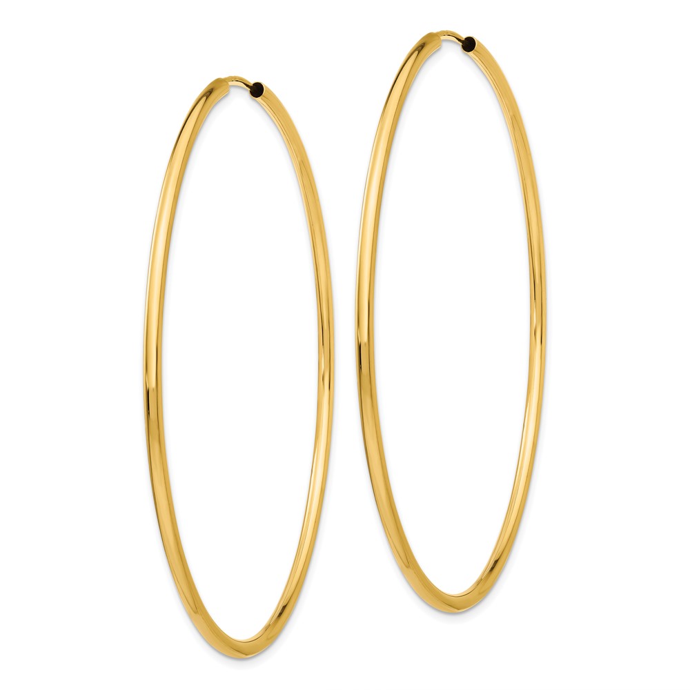 14k Polished Round Endless 2mm Hoop Earrings (H988)