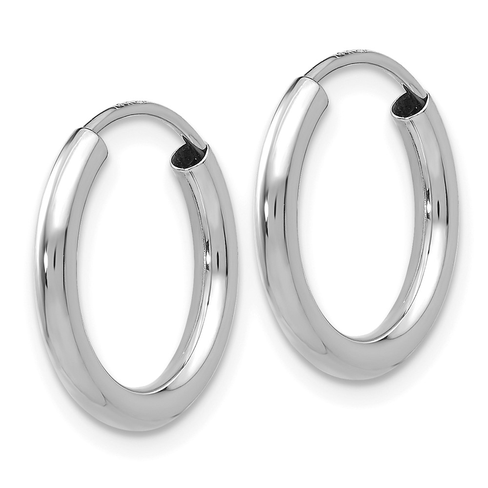 14k White Gold Polished Endless 2mm Hoop Earrings (H989)