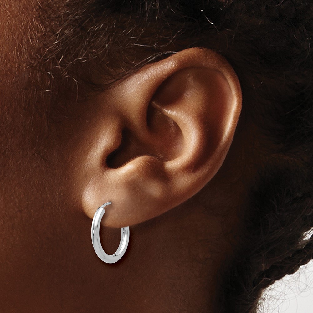 14k White Gold Polished Endless 2mm Hoop Earrings (H989)