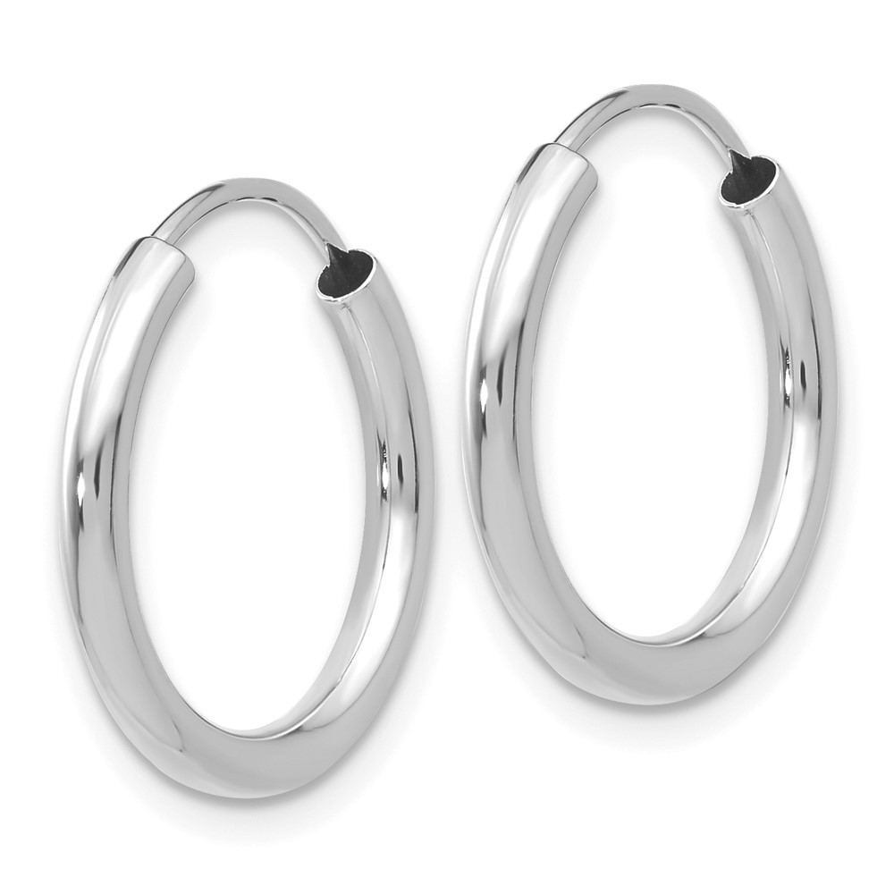 14k White Gold Polished Endless 2mm Hoop Earrings (H990)