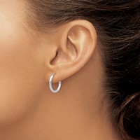 14K White Gold 2x 17mm Polished Round Endless Tube Hoop Earrings view 3