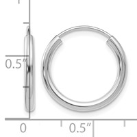 14K White Gold 2x 17mm Polished Round Endless Tube Hoop Earrings view 4