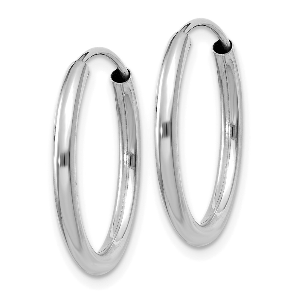 14k White Gold Polished Endless 2mm Hoop Earrings (H991)