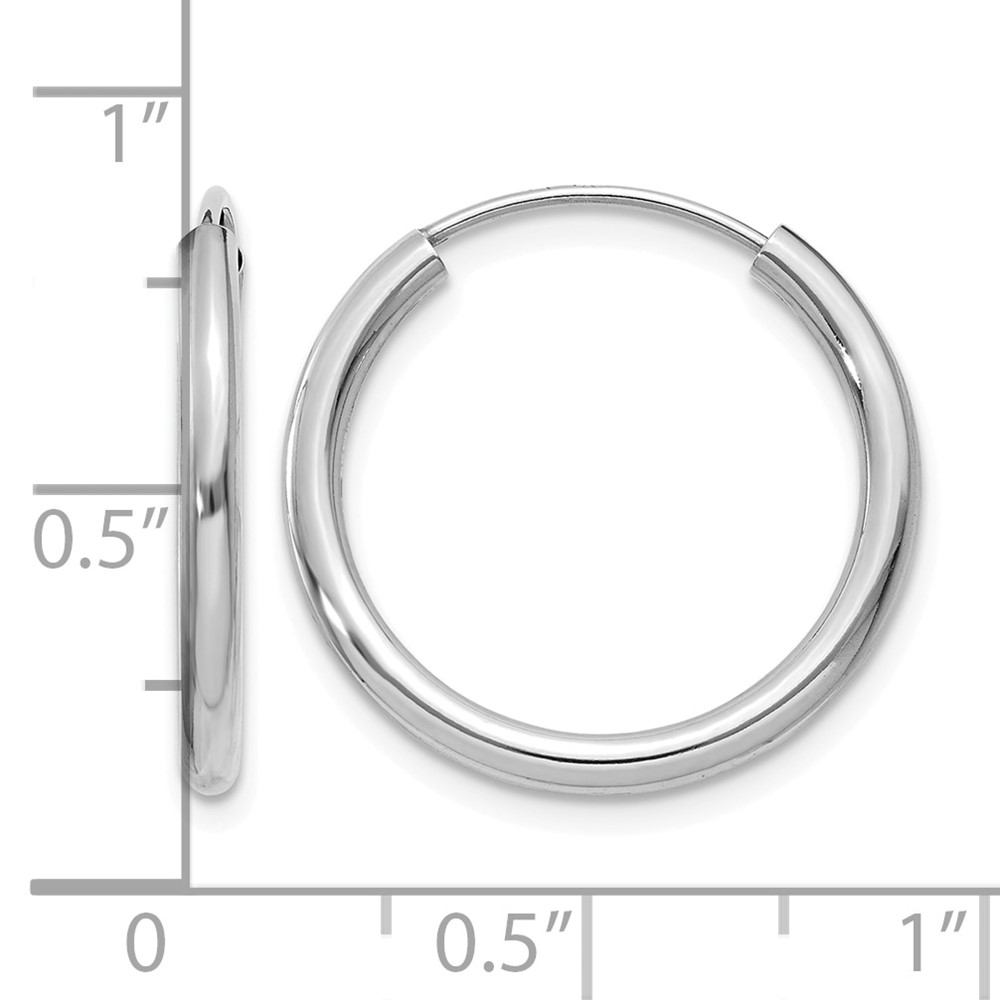 14k White Gold Polished Endless 2mm Hoop Earrings (H991)