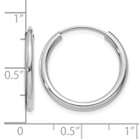 14K White Gold 2x 20mm Polished Round Endless Tube Hoop Earrings view 4