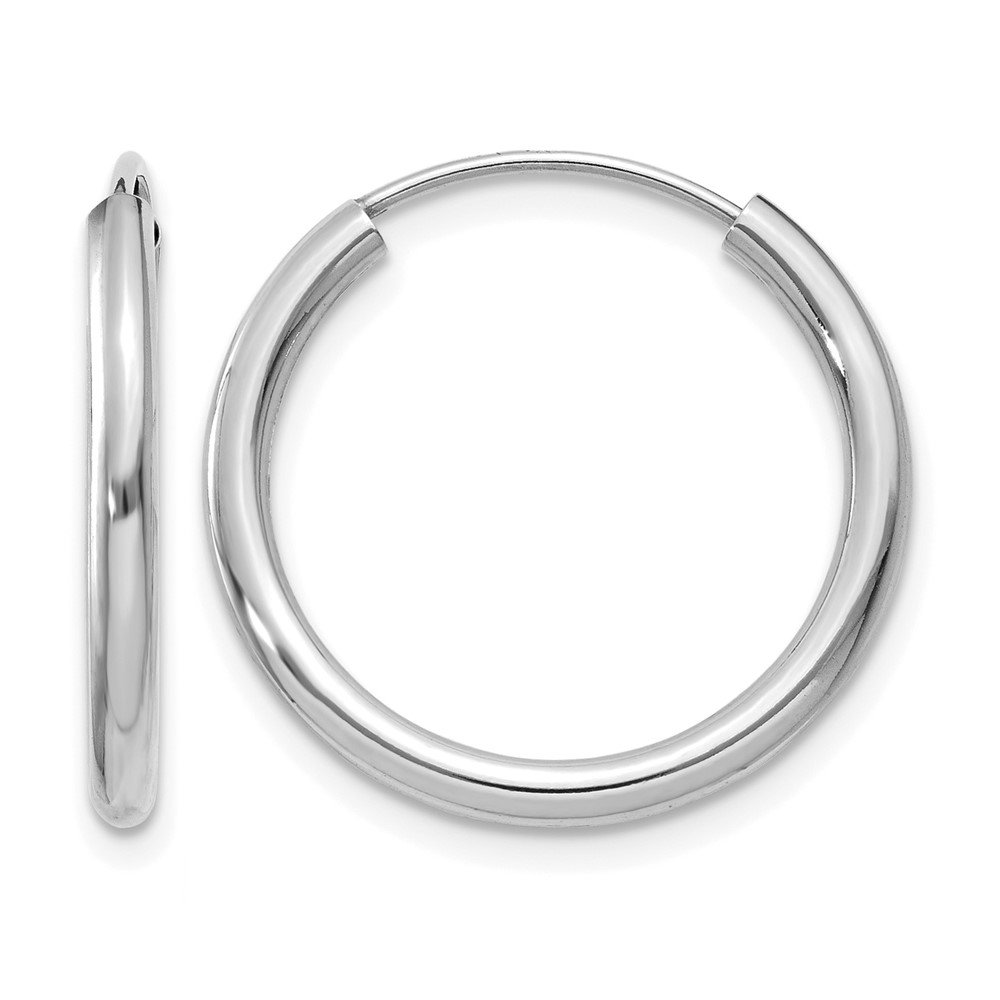 14k White Gold Polished Endless 2mm Hoop Earrings (H991)