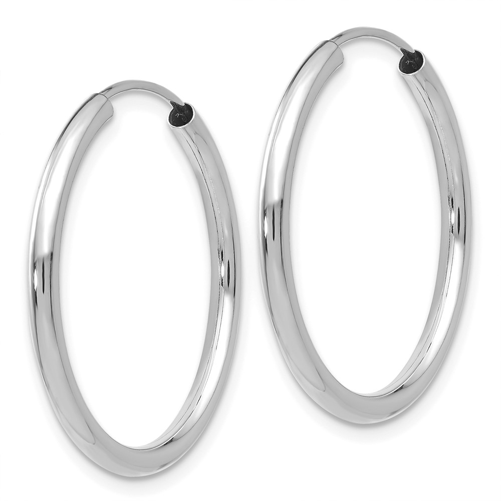 14k White Gold Polished Endless 2mm Hoop Earrings (H992)