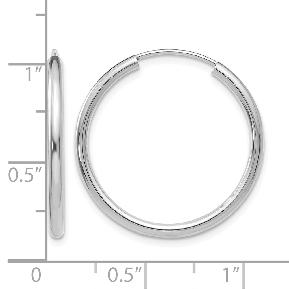 14k White Gold Polished Endless 2mm Hoop Earrings (H992)