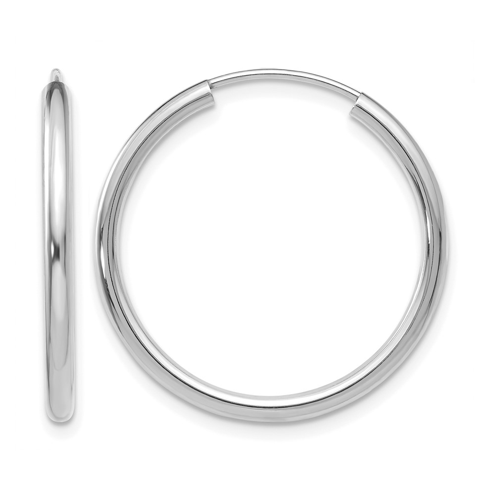 14k White Gold Polished Endless 2mm Hoop Earrings (H992)