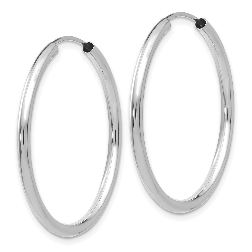 14k White Gold Polished Endless 2mm Hoop Earrings (H993)