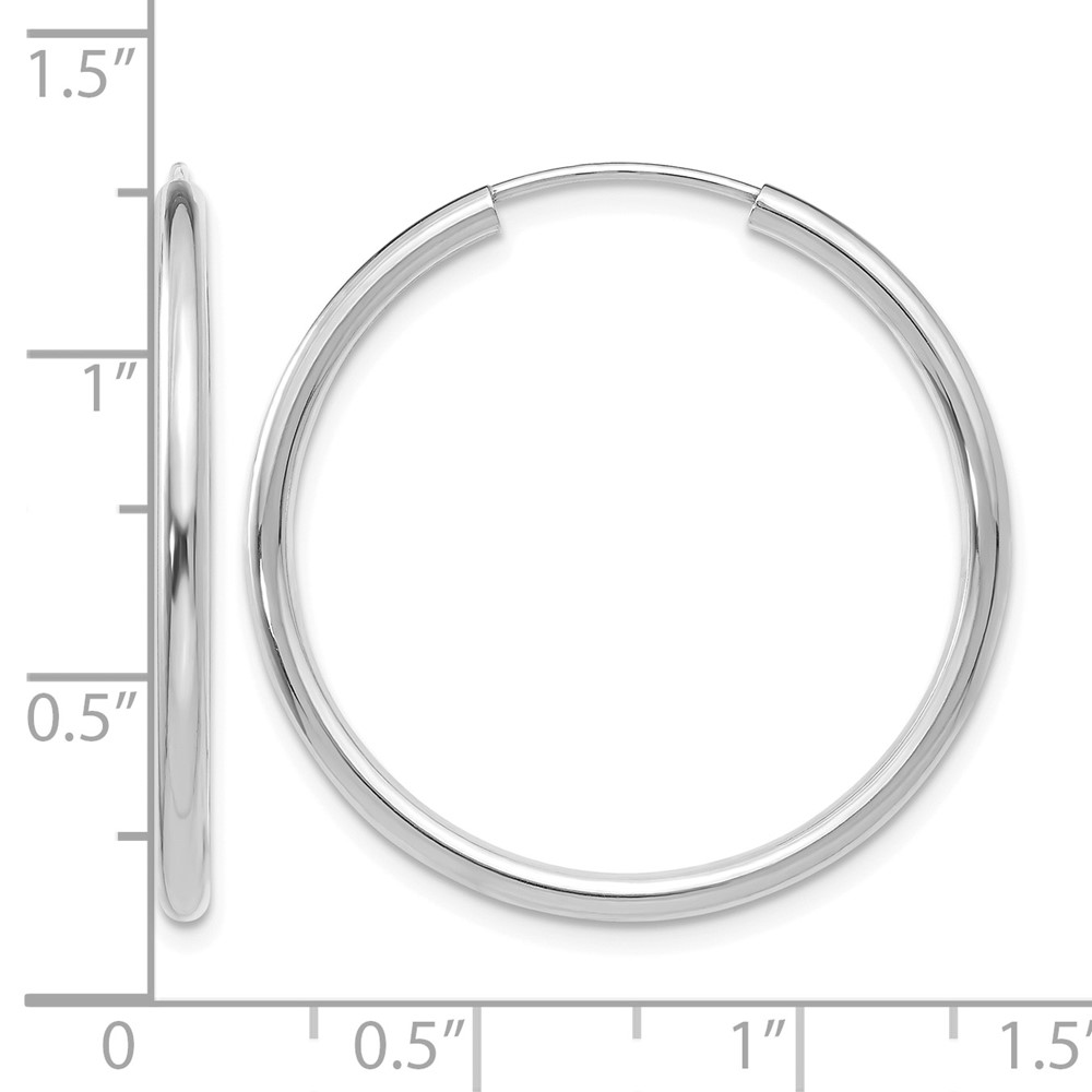 14k White Gold Polished Endless 2mm Hoop Earrings (H993)