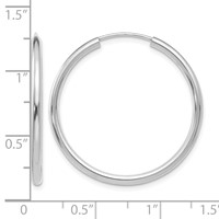 14K White Gold 2x 30mm Polished Round Endless Tube Hoop Earrings view 4