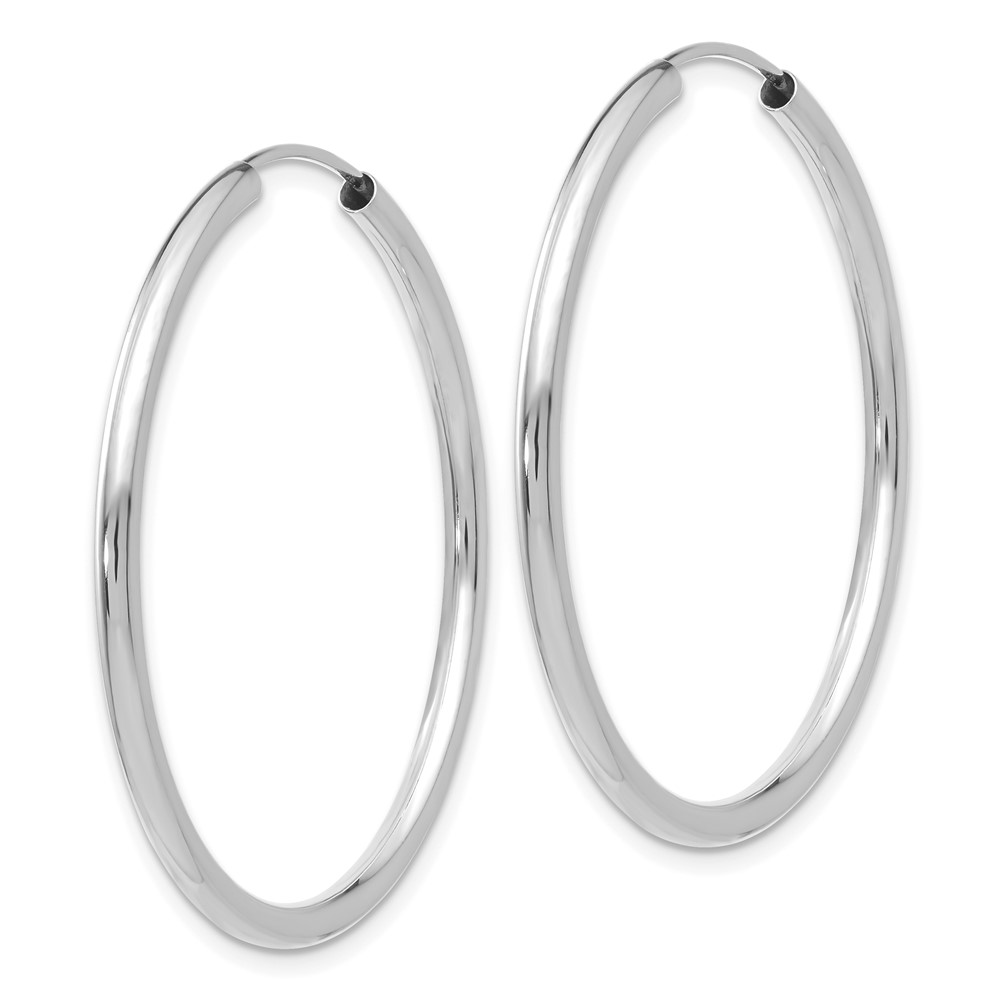 14k White Gold Polished Endless 2mm Hoop Earrings (H994)
