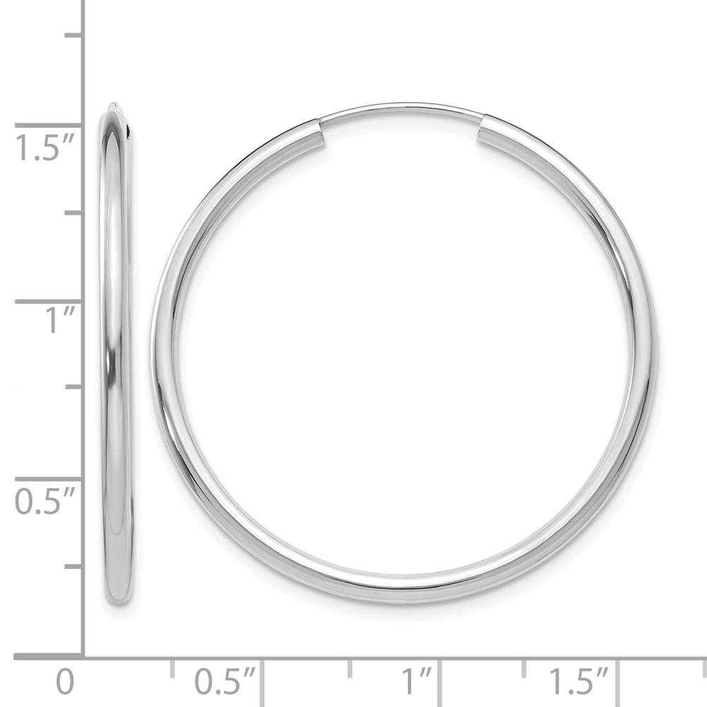 14k White Gold Polished Endless 2mm Hoop Earrings (H994)