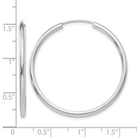 14K White Gold 2x 35mm Polished Round Endless Tube Hoop Earrings view 4