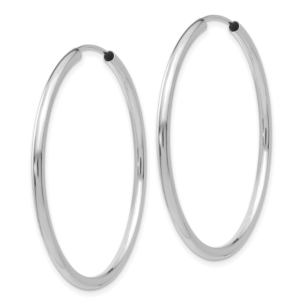 14k White Gold Polished Endless 2mm Hoop Earrings (H995)