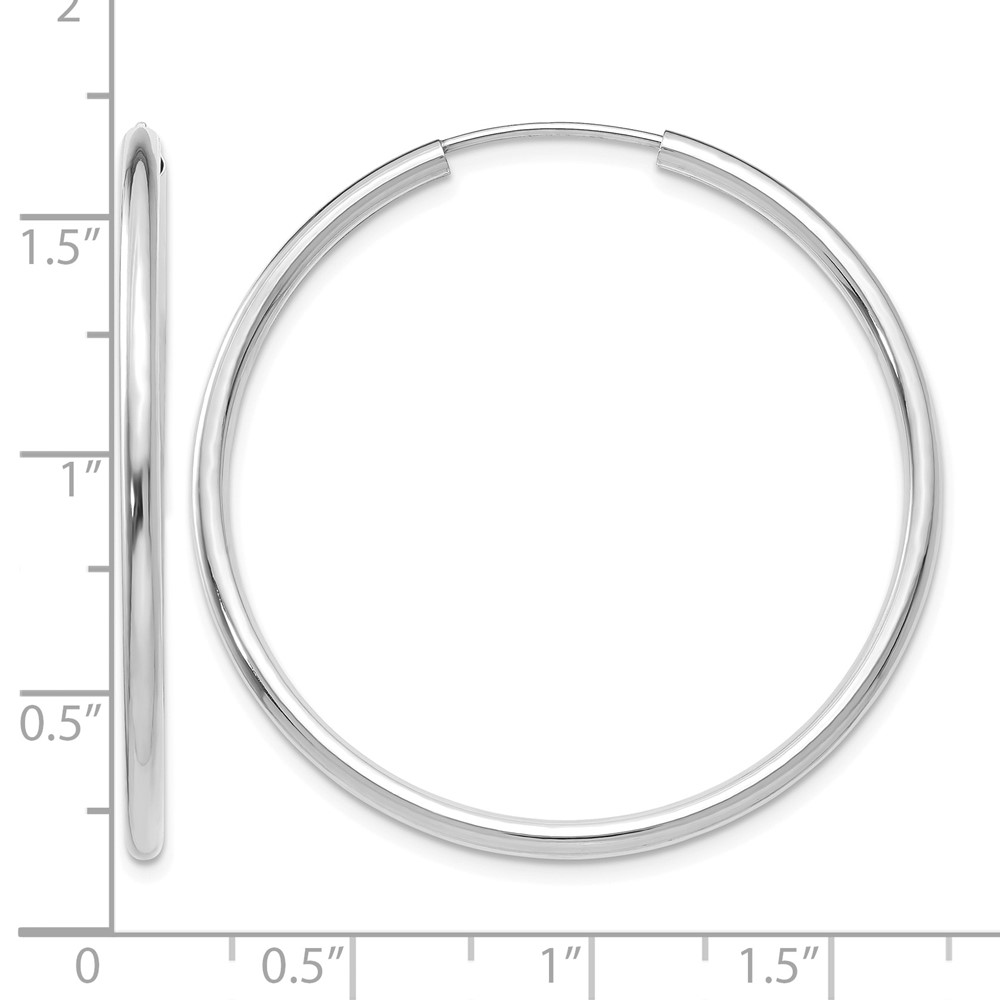 14k White Gold Polished Endless 2mm Hoop Earrings (H995)