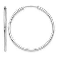 14K White Gold 2x 40mm Polished Round Endless Tube Hoop Earrings view 1