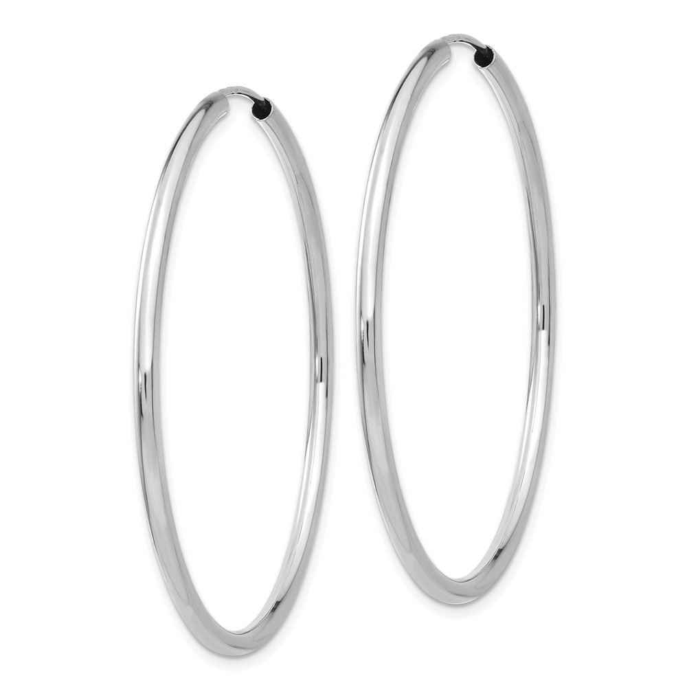 14k White Gold Polished Endless 2mm Hoop Earrings (H996)