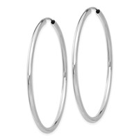 14K White Gold 2x 45mm Polished Round Endless Tube Hoop Earrings view 2