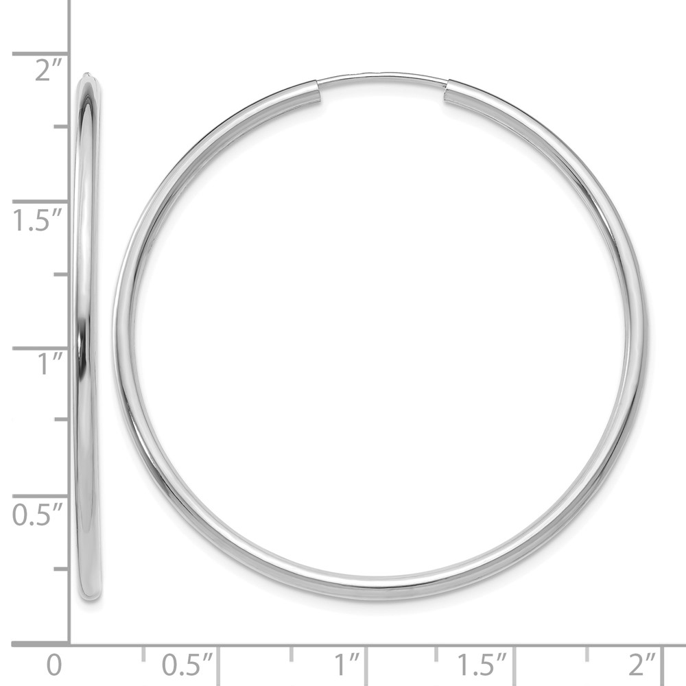 14k White Gold Polished Endless 2mm Hoop Earrings (H996)