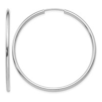 14K White Gold 2x 45mm Polished Round Endless Tube Hoop Earrings view 1