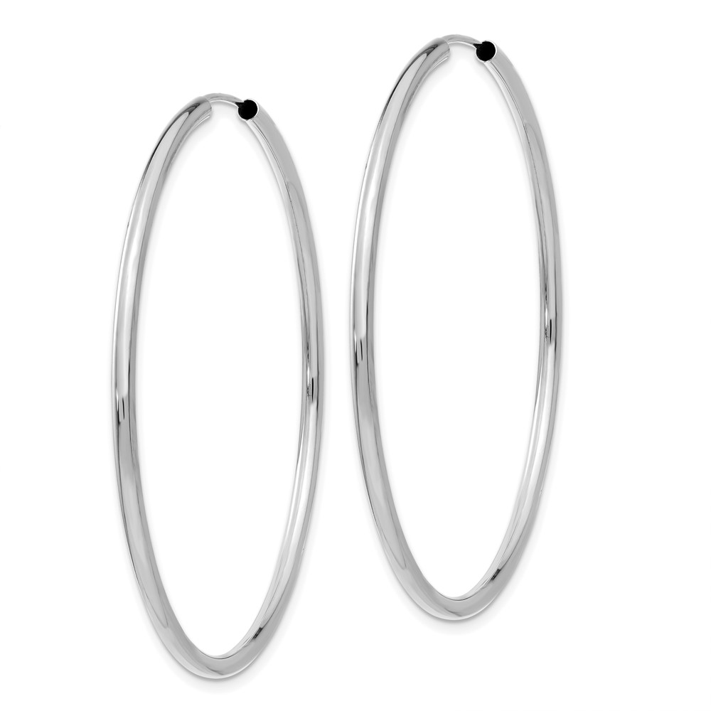 14k White Gold Polished Endless 2mm Hoop Earrings (H997)