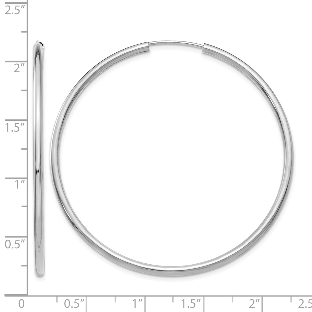 14k White Gold Polished Endless 2mm Hoop Earrings (H997)