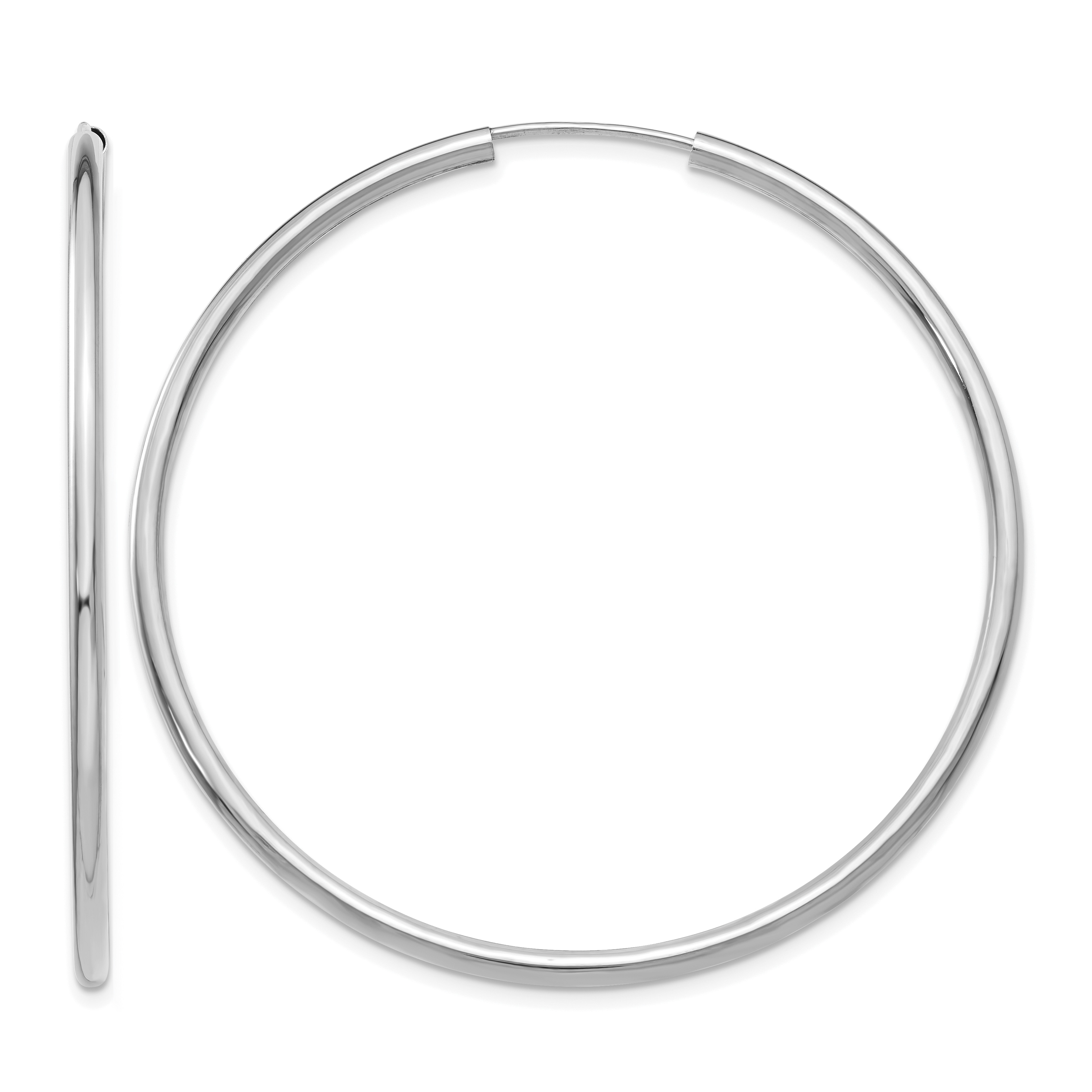 14k White Gold Polished Endless 2mm Hoop Earrings (H997)