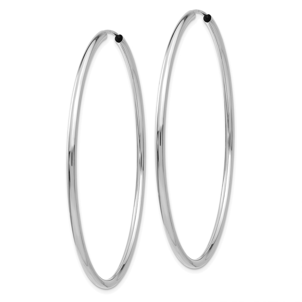 14k White Gold Polished Endless 2mm Hoop Earrings (H998)