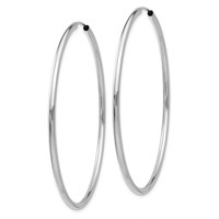 14K White Gold 2x 54mm Polished Round Endless Tube Hoop Earrings view 2