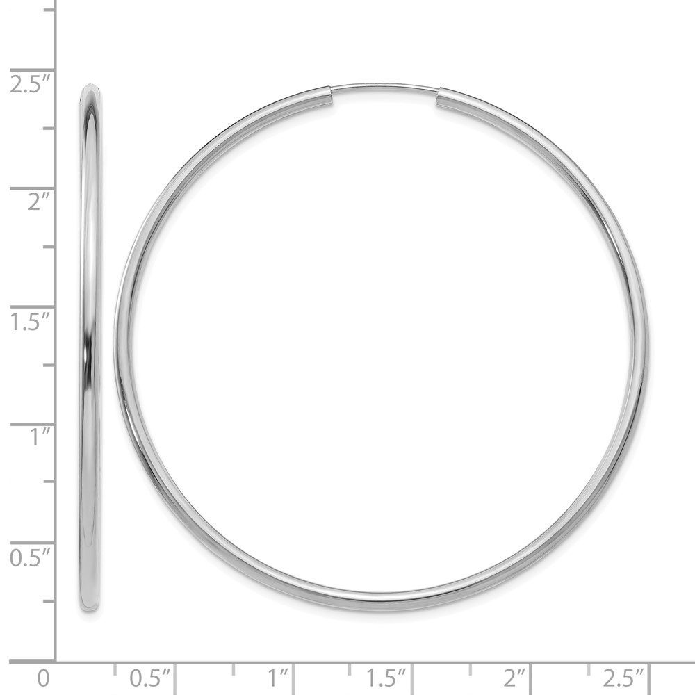 14k White Gold Polished Endless 2mm Hoop Earrings (H998)