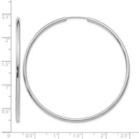14K White Gold 2x 54mm Polished Round Endless Tube Hoop Earrings view 4