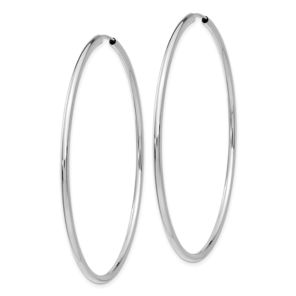 14k White Gold Polished Endless 2mm Hoop Earrings (H999)