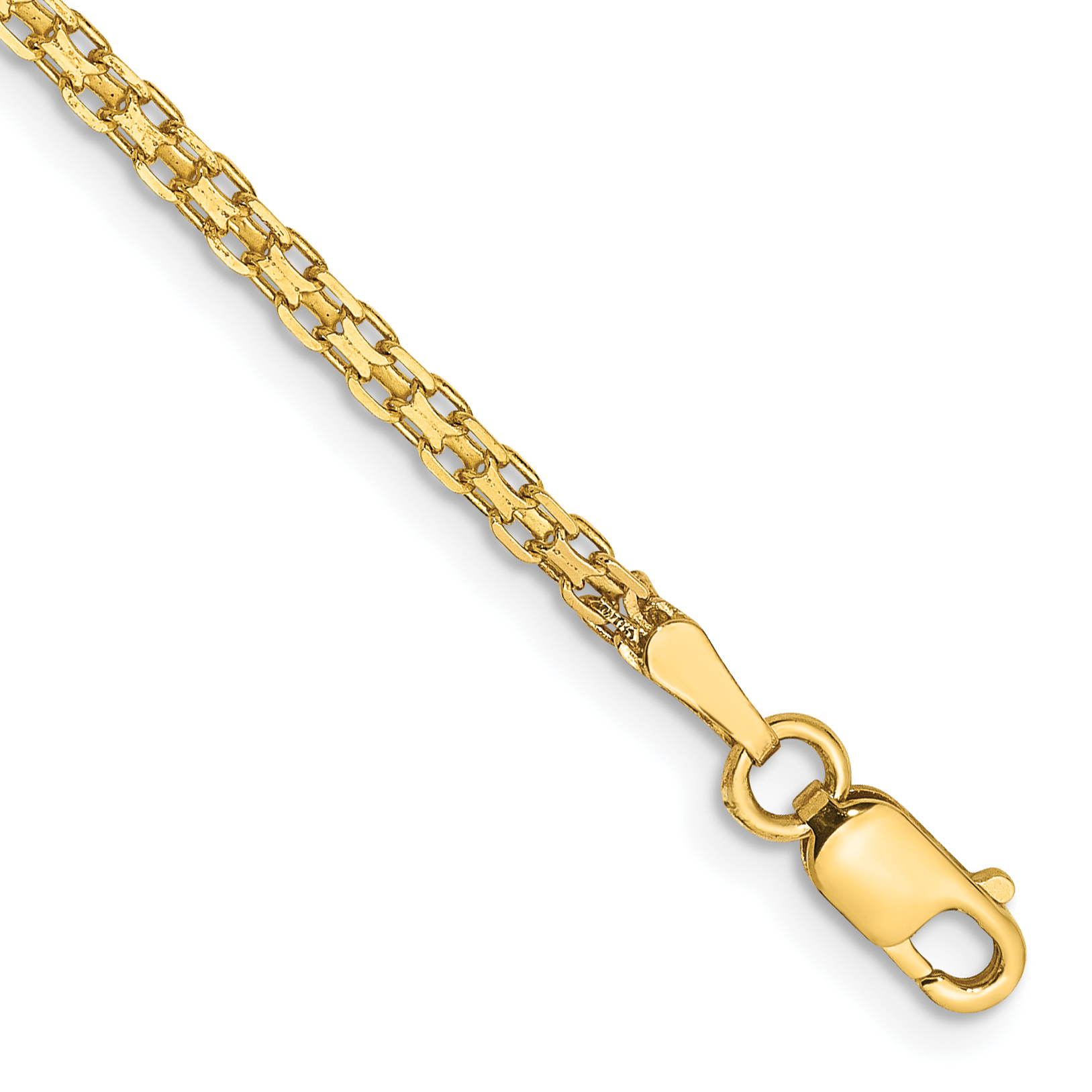 14K 7 inch 1.8mm Lightweight Flat Bismark with Lobster Clasp Bracelet (HLF13-7)