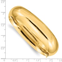 14K Yellow Gold 0.69 High Polished 17.00mm Hinged Oval Bangle Bracelet view 3
