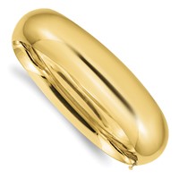 14K Yellow Gold 0.69 High Polished 17.00mm Hinged Oval Bangle Bracelet view 1