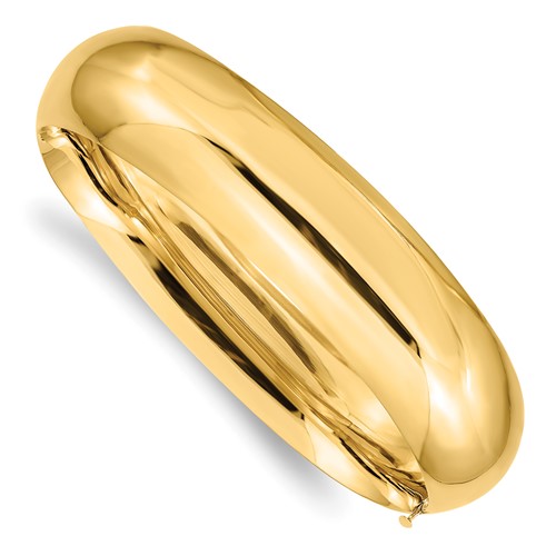 14k 11/16 High Polished 17.00mm Hinged Oval Bangle Bracelet