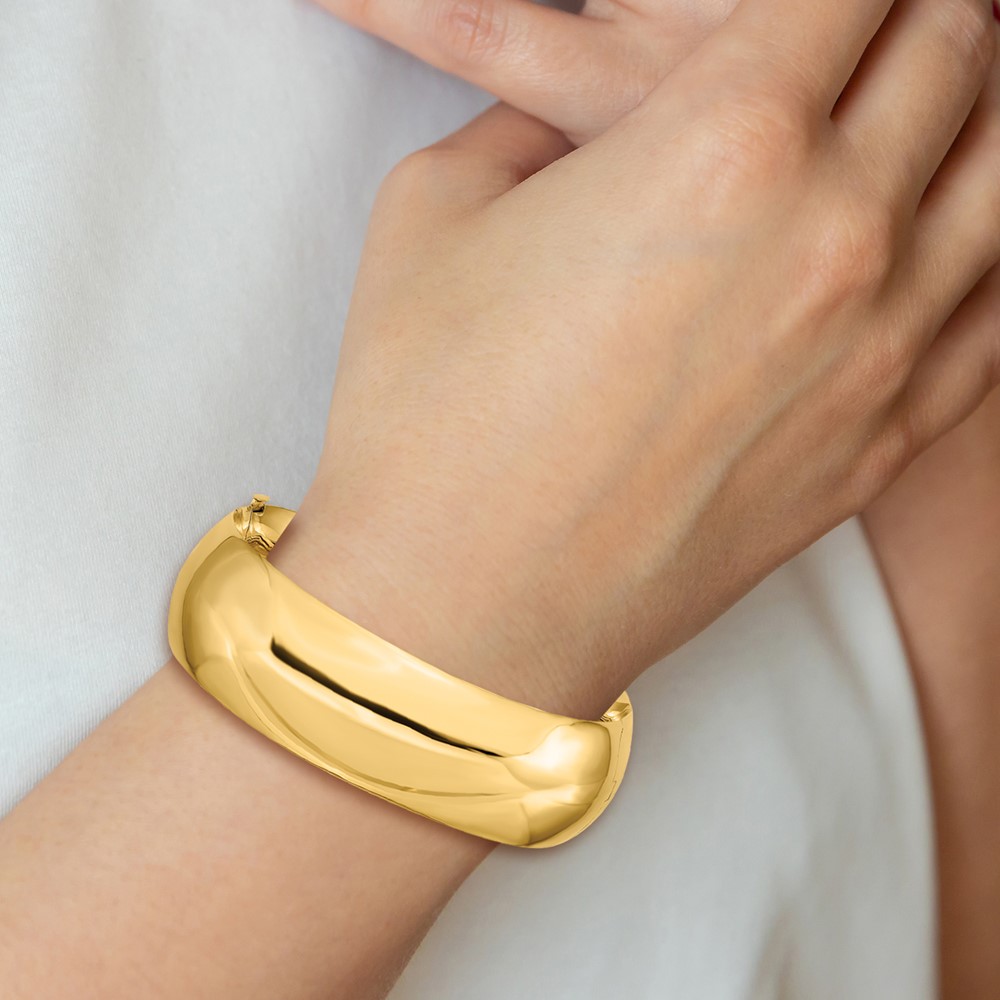 14k 13/16 High Polished 20.00mm Hinged Oval Bangle Bracelet (HP13/16)