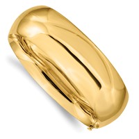 14K Yellow Gold 0.81 Oversize High Polished 20.00mm Hinged Oval Bangle Bracelet view 1