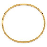 14K Yellow Gold 0.19 High Polished 5.00mm Hinged Oval Bangle Bracelet view 2