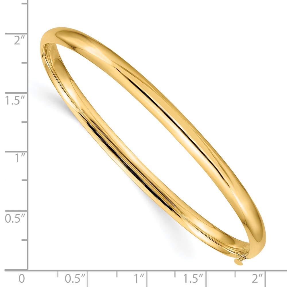 14k 3/16 High Polished 5.00mm Hinged Oval Bangle Bracelet (HP3/16)